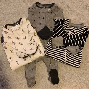 Set of 3 cloud island footie pajamas